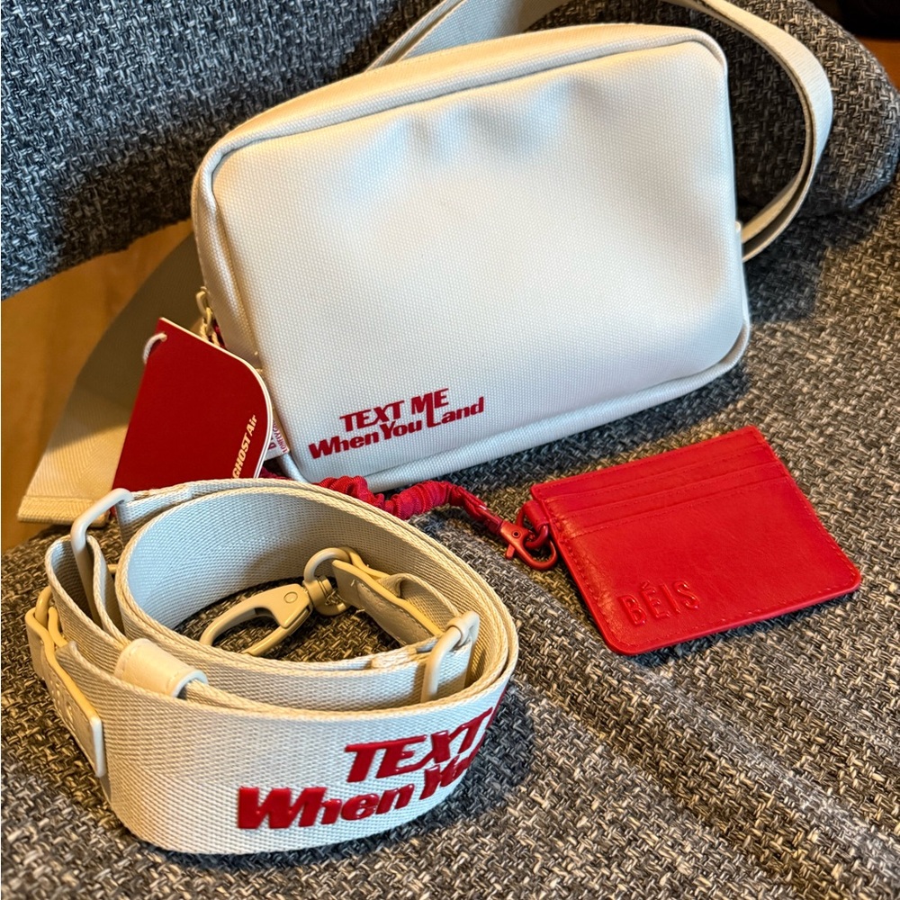 Beis Cream and Red Crossbody Bag Set Beis X Lonely Ghost belt bag set